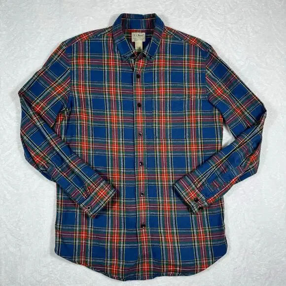 L.L Bean Scotch Plaid Flannel Shirt Slightly Fitted Tartan Pattern Men's M-R - Picture 2 of 6